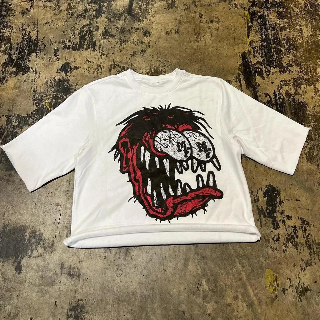 Hot Y2K Vintage Retro Classic Graphic Printed Loose Short Sleeve Harajuku Gothic Casual Oversized Cotton T-Shirt Men Women Streetwear Summer New Tee
