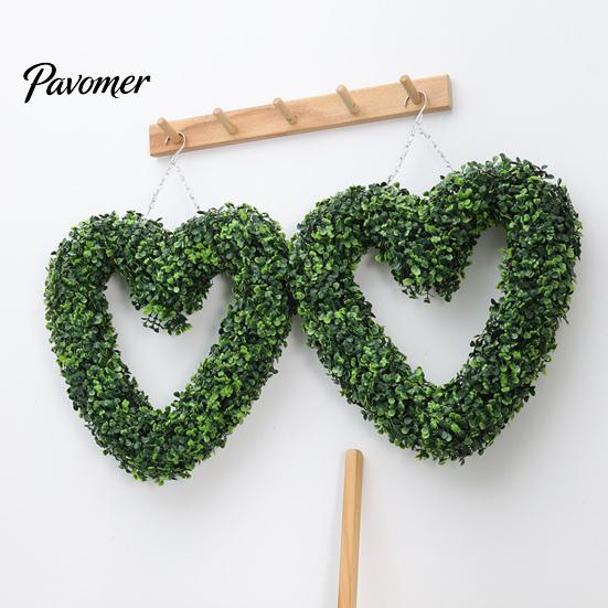 Lazy Friendly Plant Decor Artificial Heart Wreath Fake Green for Wall Door No Watering Window Indoor Outdoor Use Care Required Realistic Hanging
