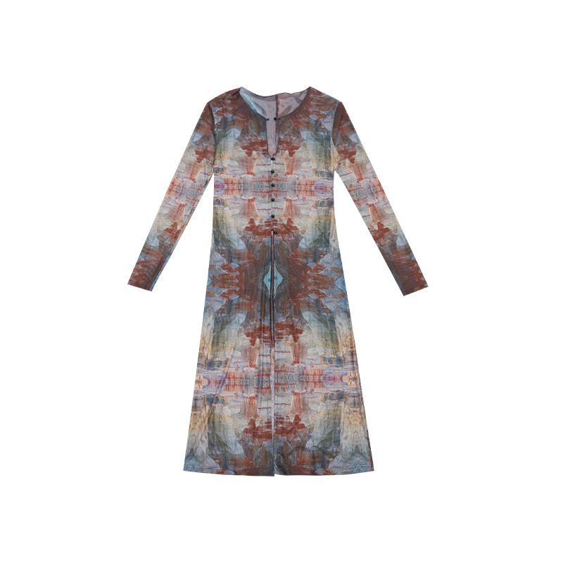 

Сетчатый длинный кардиган с защитой от солнца, принт Масляная живопись Flower color L