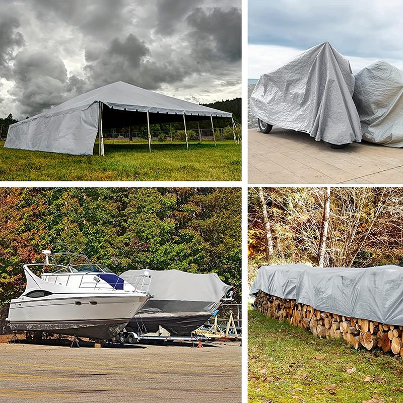 Waterproof Tarpaulin Anti-UV Silver Tarp Multipurpose 2x2m 2x3 3*3 3x4 3mx5 Awning Canopy Rain Cover Outdoor Sunshade Camping