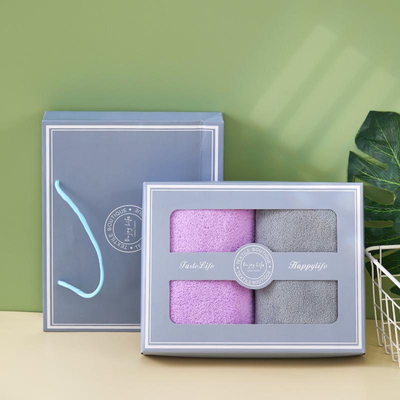 Embroidered Coral Fleece Face Towel Gift Set for Weddings, Parties, and Group Favors