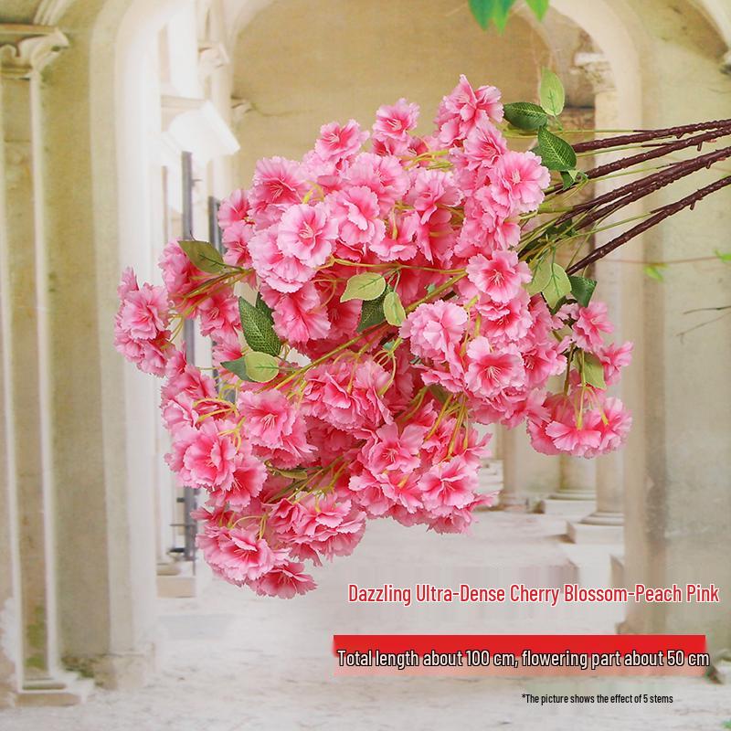 Artificial Cherry and Peach Blossom Branches for Indoor/Outdoor Decoration, Wedding Decor, Pear Flowers, Faux Silk Ceiling Rattan