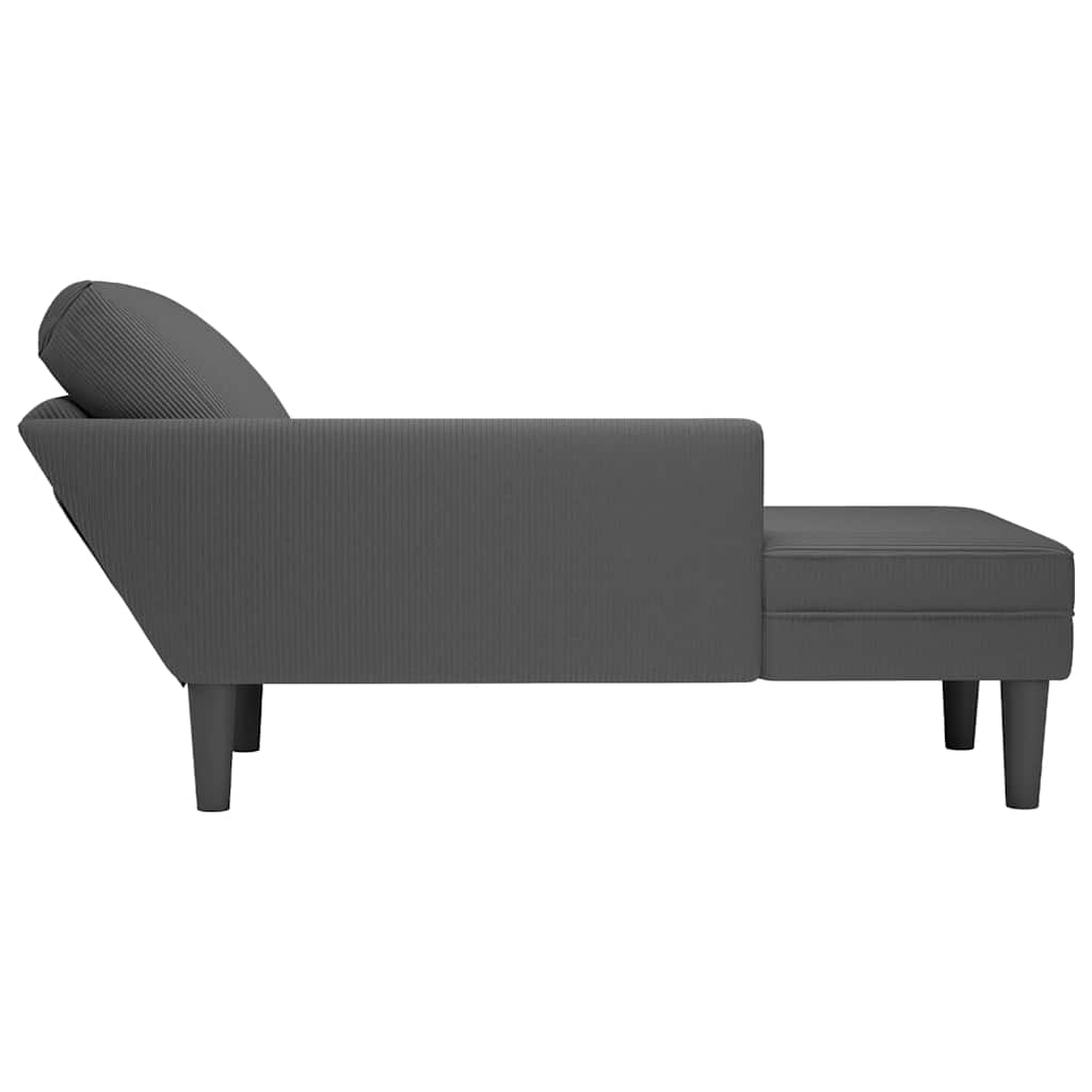 Chaise longue in tessuto a coste grigio scuro con cuscino