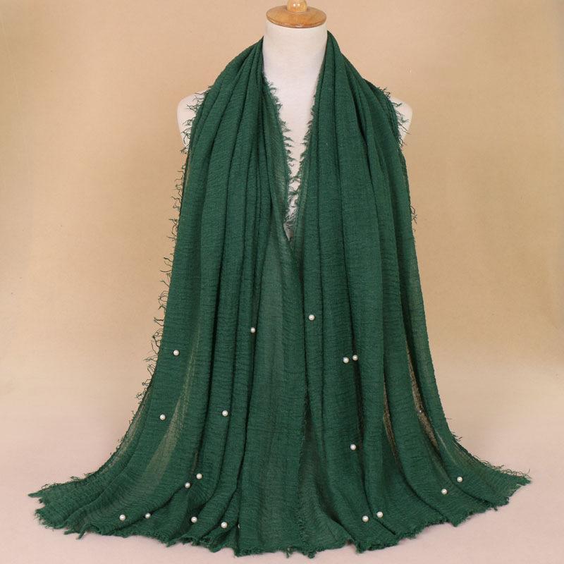 New Pearl Cotton Linen Tassels Scarf For Women Girls Autumn Retro Edge Sunscreen Scarves Soft Foulard Viscose Female Wrap Shawls