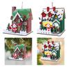 Christmas Wooden House Ornament Buildings Gift Hanging Decor Santa Elements, Miniature for Home Office, Wall Festival Window