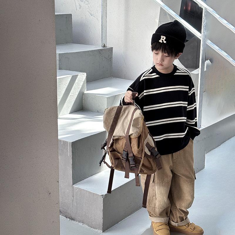 

Panda Yuanyuan 2025 Boys Spring Striped Sweatshirt 140 cm