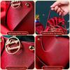 Red Leatherette Gift Bag with Gold Ornaments,Festive Gift Containers for Holiday Candies & Small Presents