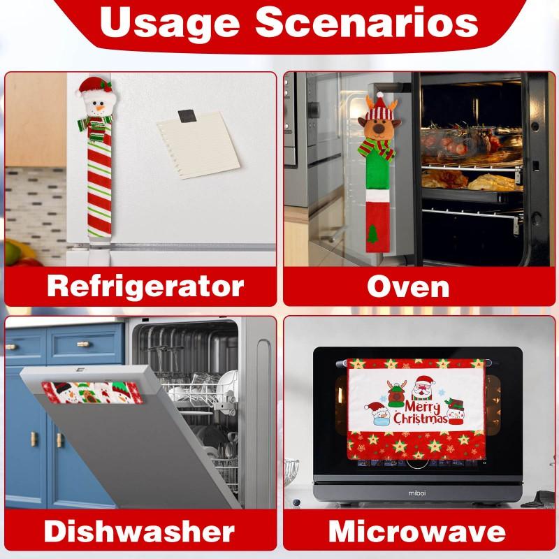 7pcs Christmas Appliance Handle Covers Kitchen Holiday Decor Microwave Fridge Oven