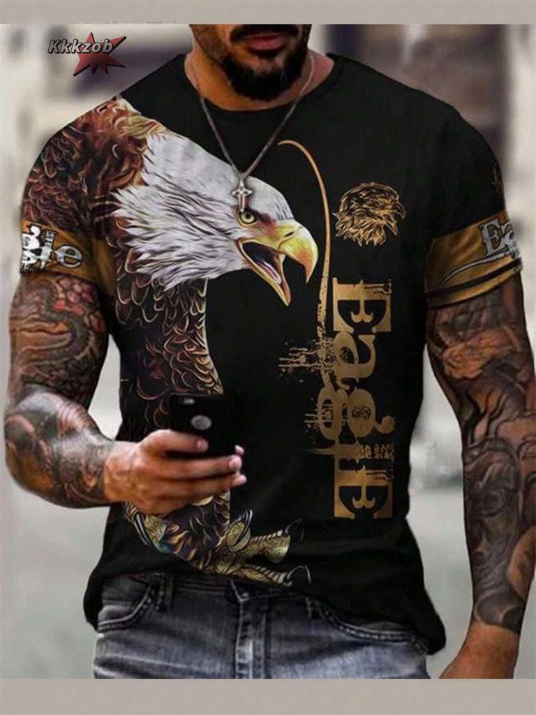 Vintage Animal Eagle 3D Printed Men's T Shirts Casual Short Sleeve Tee Shirt Fashion Outfits Streetwear O Neck Oversized Tops
