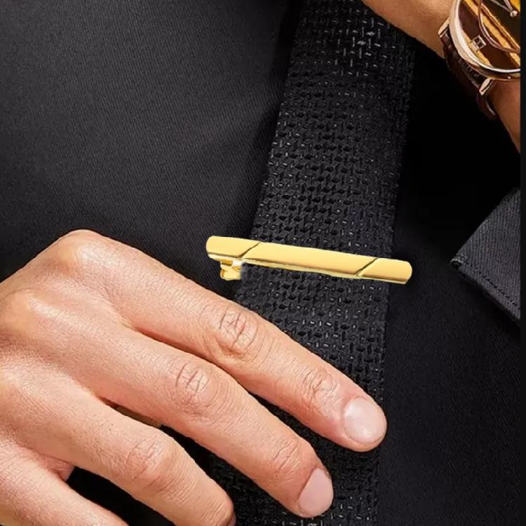 Men Stainless Steel Tie Clip Textured Grip Suit Accessories Wedding Business Use