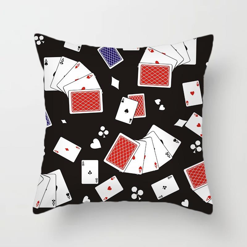 Juste de coussin carrée avec motif de poker, décoration de luxe pour la maison, accessoires magiques, cœur noir, bureau, canapé, voiture