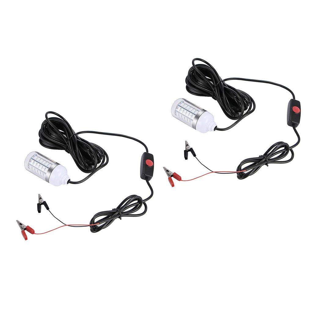 2x 12V 108 LEDs Submersible Fishing Light Underwater Fish Lamp with 5m Cord And Boat