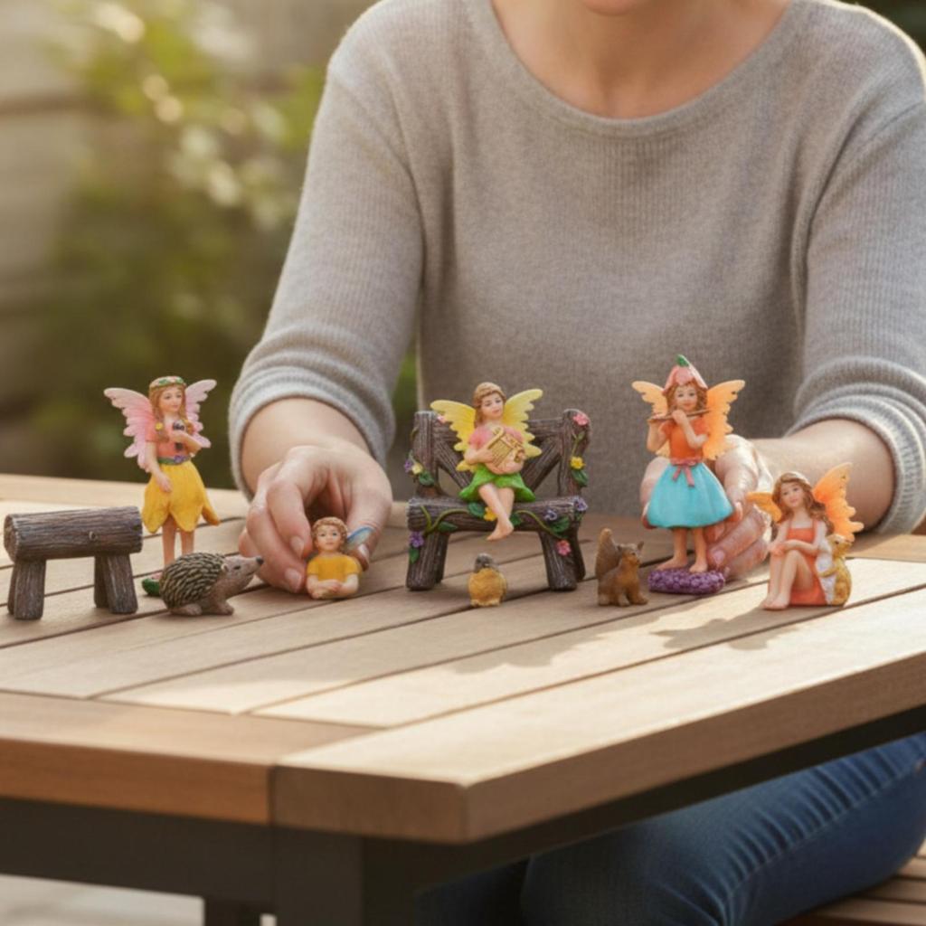 Fairy Garden Figurines Set HandPainted Miniature Bright Colors Desktop