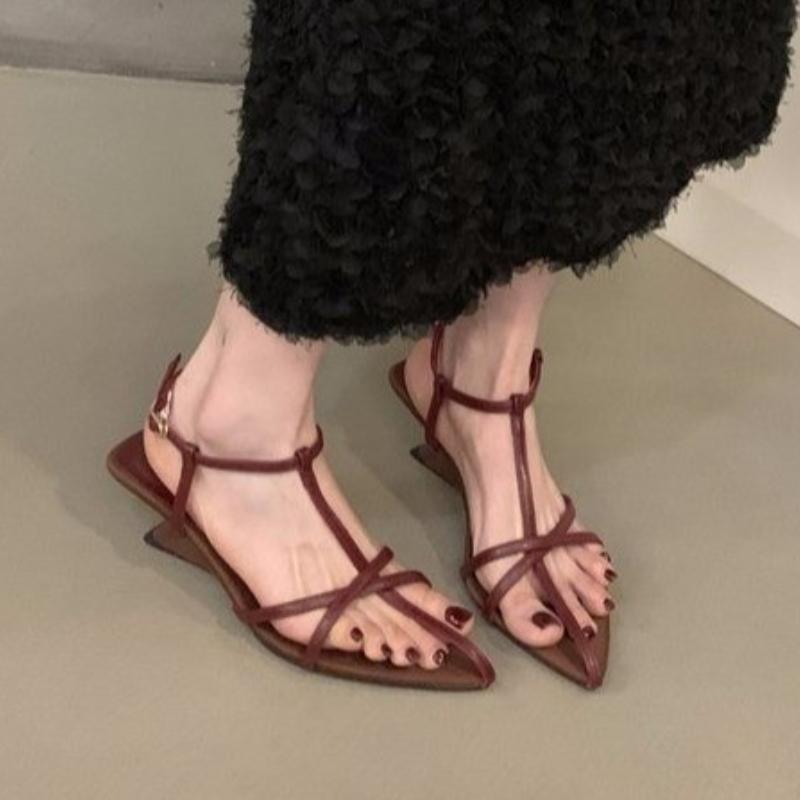 Fashion Mid Heels Women Sandals Pointed Toe Shoes Elegant Slippers 2025 Designer Pumps Flip Flops Trend Slides Sexy Sandalias De Mujer