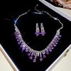 European Rhinestone Flower Earring & Necklace Set: Luxury Geometric Design for Women