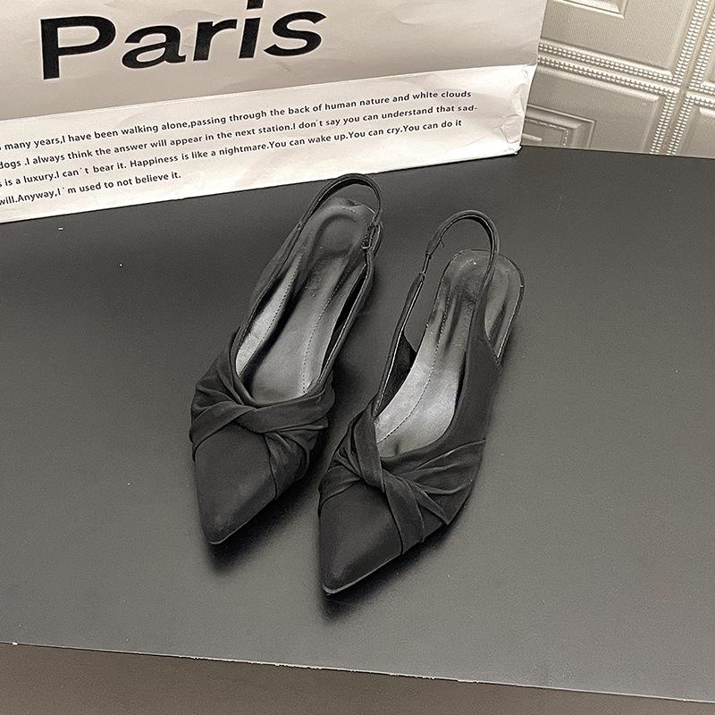 Niche Design Sense Fashionable Bag Head Sandals Women's Summer New Pointed Head Outer Wear Thin Heel Shallow Mouth Women's Shoes Tide