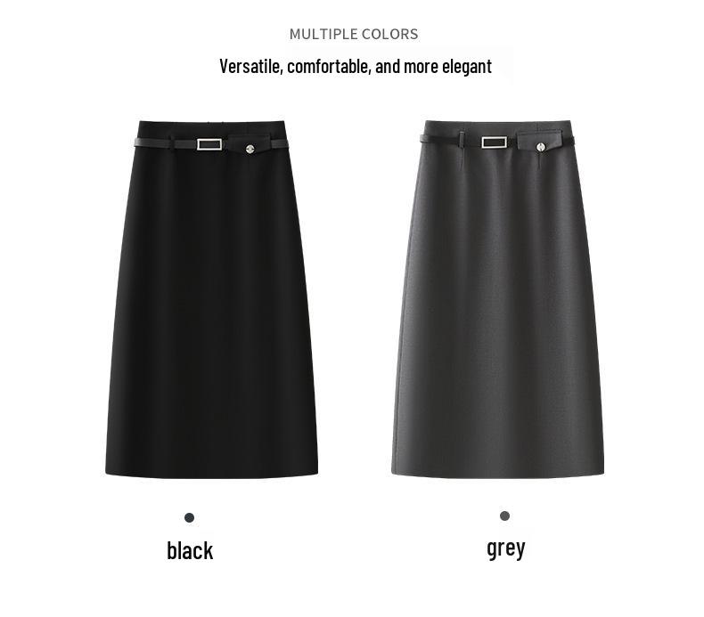 Jupe Midi A-line Taille Haute Gris Printemps 2026: Amincissant, Confortable, Magnifique, Long, et Moulant les hanches.