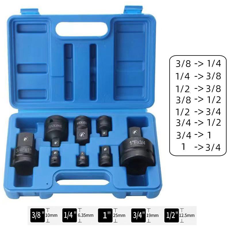 8-teiliger Schlagschrauber-Steckschlüssel-Adapter und Reduzierstück-Satz. Antriebssteckschlüssel-Adapter-Satz mit robustem Koffer für Schlagschrauber-Umbauten