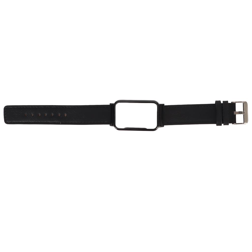 PU Leather Watch Band Waterproof Replacement Watch Wristband with Black Stainless Steel Case for   Band 7 Pro