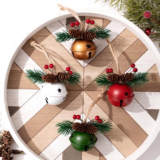 1/4Pcs Christmas Bells Easy Installation Lanyard Design Pine Cone Shape Xmas Bells Doors Windows Tree Decor