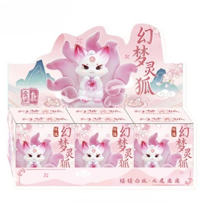 

New Nine Tailed Fox Fairy Flocked Blind Box Collectible Figurines Desktop Living Room Decor Home Gifts For Adults Blind Box Toys