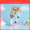 Raffinato Anello Girasole Placcato Oro con Zirconi Colorati per Donne Gioielli Eleganti