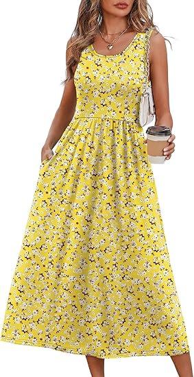 Women's clothing summer European and American neck printing pendulum sleeveless vest pocket dress