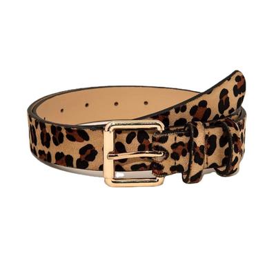 Leopard Print Slim Women's Belt Fashionable Small Gold Buckle Decoration Paired with Jeans Decorative Belt Christmas