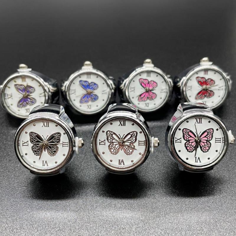 Montre Anneau pour Femmes et Hommes Montre Analogique à Quartz Cadran à Chiffres Romains Bracelet