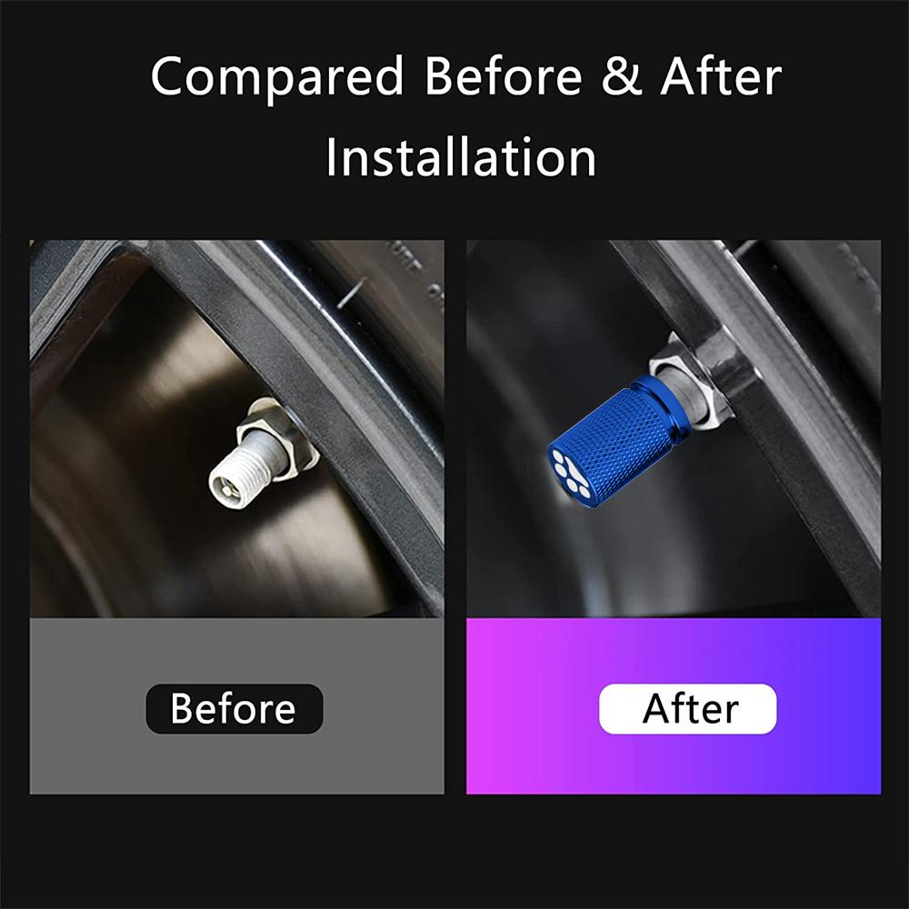 4Pcs Tire Valve Stem Cap Cover - Tire Air Cap Metal with O Rubber Ring Universal for Car Truck Motorcycle Bike Black Valve Stems 1