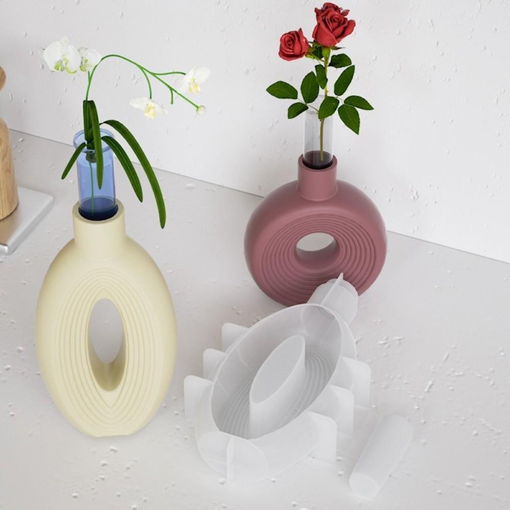 Oval Stripe Silicone Vase Mold Non Toxic Epoxy Resin Mold Reusable Mold Soap Mold  Craft Workshops
