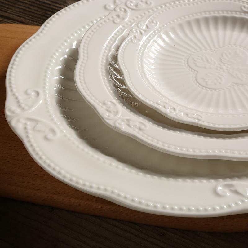 European-style home butterfly relief round plate, Western dinner plate, steak inventory, heart plate, dessert plate, cake plate