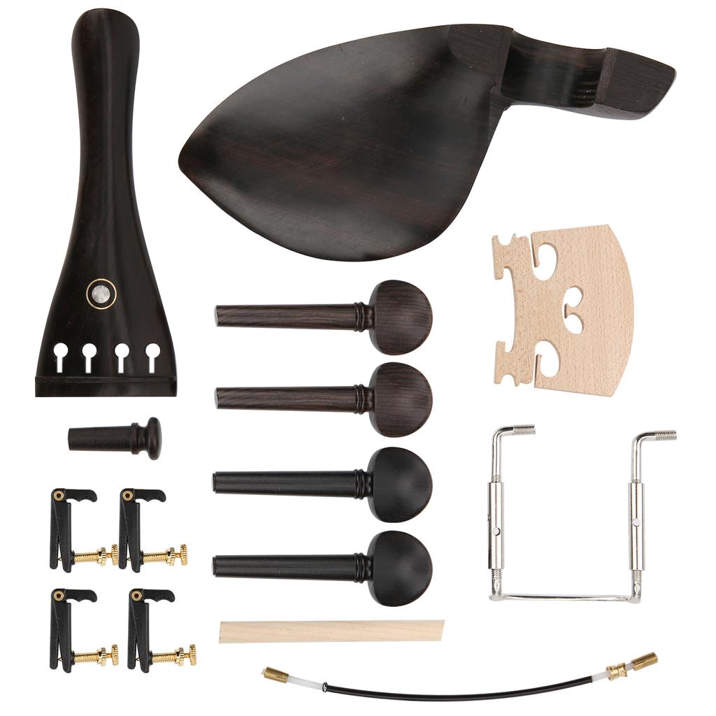 4 4 Violin Parts Tailpiece Ebony Tuning Pegs Chinrest Endpin Tuners Bridge Soundpost Kit