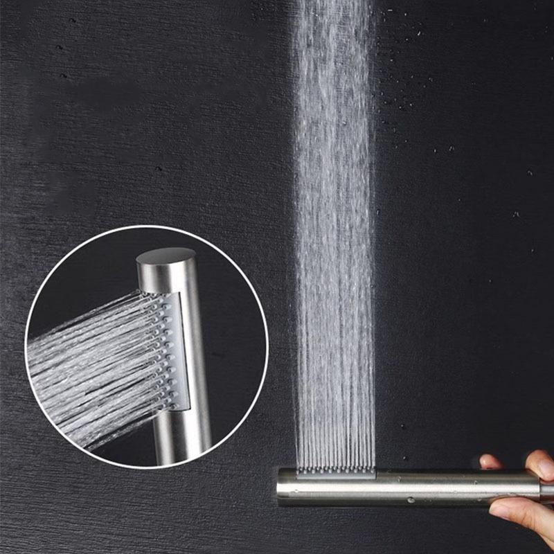 Handheld Cylindrical Stainless Steel Booster Shower Head Hotel Home Bathroom Universal Shower Head Set