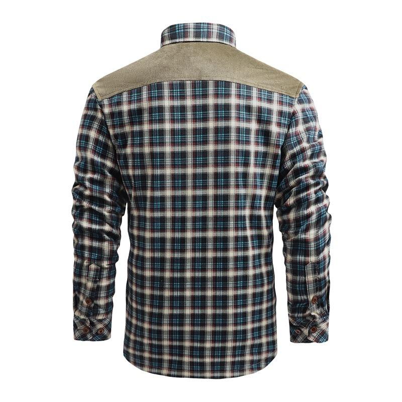 Cozy Up Men Harajuku Color Block Plaid Shirt Mens Streetwear Thick Shirts Long Sleeve Vintage Korean Fashions Brand Men Clothes