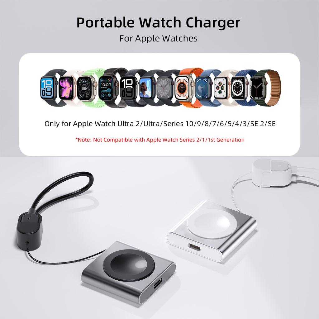 Bonola Magnetic Watch Wireless Charger For Apple Watch 11/Ultra/10/9/8/7/6 Fast Charging Dock Type C Cable for iWatch 5/4/3