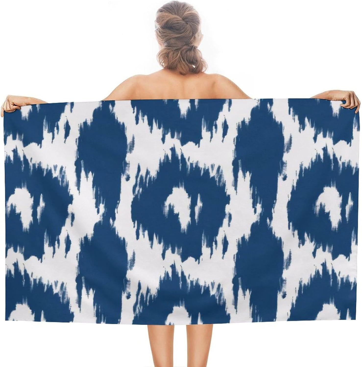 

Beach Towels for Adults, Abstract Ikat Style Pattern Adult Bath Towel Pre-Washed Quick Dry Sandproof Pool Towel, Asian Scenic W30*H60(CM)