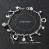 Pulsera de plata europea y americana, pulsera con trece colgantes, joyería de múltiples elementos para mujer, pulsera de estilo simple al por mayor