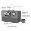15W Wireless Charging Bluetooth-compatible Speaker with LED Mirror Clock Double Alarms Not Theft Designs Suitable for Home Office