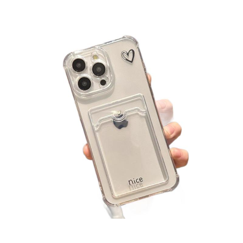 Kompatible Apple Love Heart Handyhülle - Kreatives weiches Design mit Kartenhalter für die Modelle 12, 13, 14, 16 Pro und 17 Pro Max.