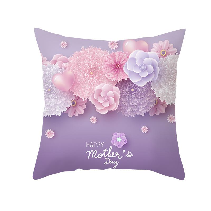 New Mother's Day Printed Pillow Cover Peach Skin Home Sofa Decoration Pillow Bedroom Cushion Pillow Cover