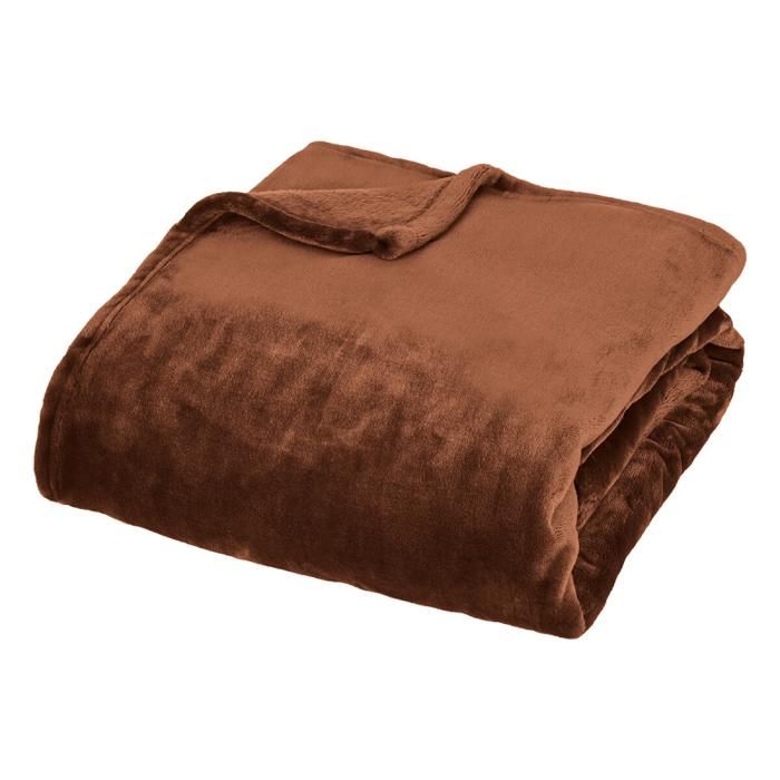Couverture "Cuddly" 180 x 230 cm flanelle 550 g Atmosphera - Cuddly Marron -