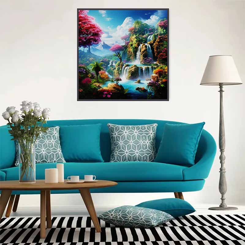 New Arrival 5D DIY Full Circle Diamond Painting "Waterfall" Embroidery Cross Stitch Home Decor Gift