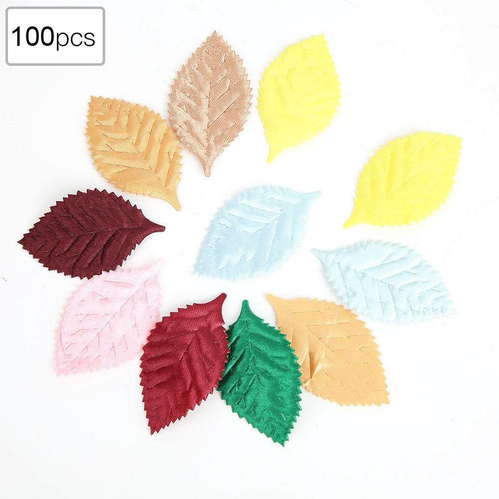 

100 шт. Искусственные листья растений, смешанные цвета, искусственные листья растений для наклейки на ткань своими руками разноцветный