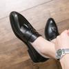 Spring and summer British casual leather shoes men's fringed leather shoes retro pointed hair stylist platform wedding groom shoes