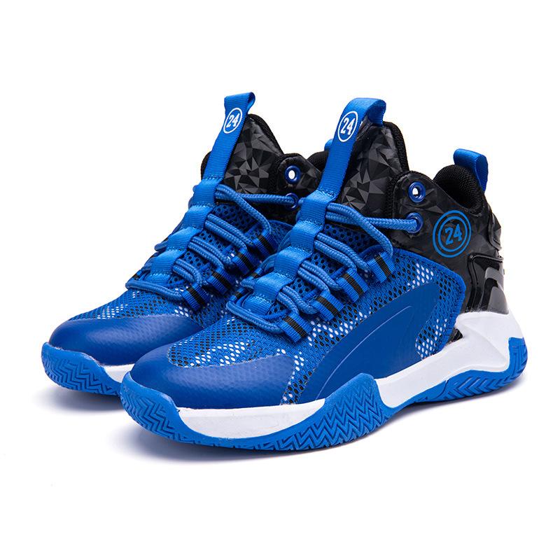 Children's basketball shoes Boys' students' sports running shoes Non-slip and wear-resistant breathable mesh medium and large children's white shoes