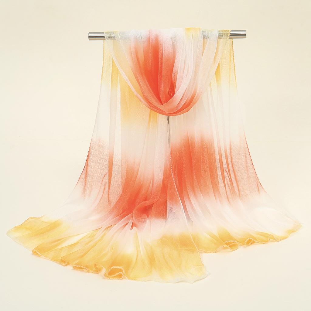 Four Seasons Thin Soft Chiffon For Women Silky Gradient Printing Beach Scarf Shawls Long Wraps Beach Sunscreen Hijab