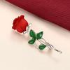 Romantic Red Rose Rhinestone Brooch - Elegant French Retro Corsage Accessory