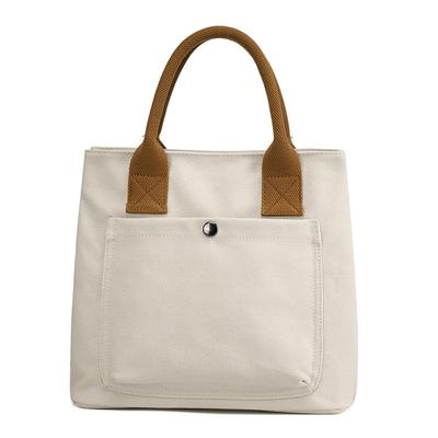Bolsa Tote Feminina Lutesa em Lona, Bolsa de Mão, Ecobag, Autoportante, Grande Capacidade, Leve, Perfeita para o Trabalho, Escola ou Passeios, Casual (Branco)