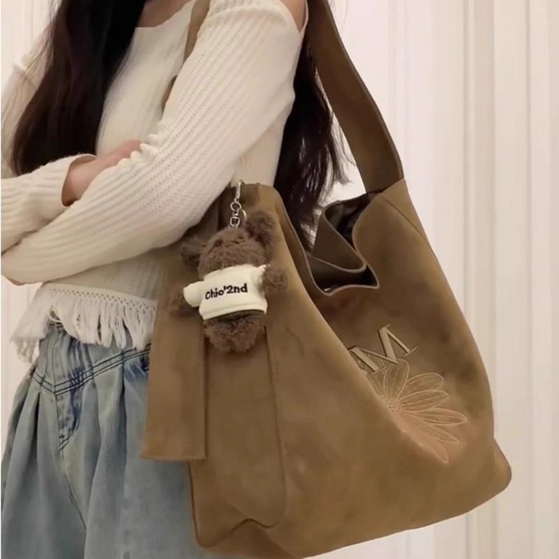 Embroidered Tote Bag with Large Capacity, Casual Letter-style, Commuter Single Shoulder Crossbody Bag